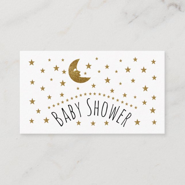 Inbjudan till Guld Måne och Stars Baby Shower Bilj (Framsida)