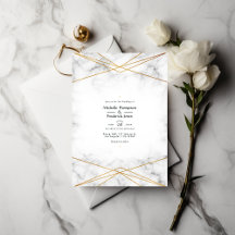 Inbjudan till Guld Marble Geometric Wedding