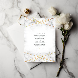 Inbjudan till Guld Marble Geometric Wedding