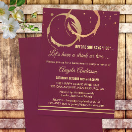 Inbjudan till guld Marsala Vin Bachelorette-partie