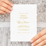 Inbjudan till Guld Möhippa Tea Party i Elegant<br><div class="desc">Denna enkla inbjudan till tepartiet i guld möhippa i elegant är perfekt för er moderna minimalistiska vita och guld-te party. Utformningen har ett minsta typsnitt av contemporary guld tillsammans med formell kalligrafi. Behålla den som den är,  eller välj att anpassa den med egna teckningar eller foton!</div>