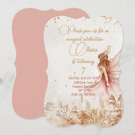 Inbjudan till Guld och Rosa Fairy Birthday