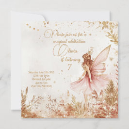 Inbjudan till Guld och Rosa Fairy Birthday