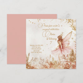 Inbjudan till Guld och Rosa Fairy Birthday