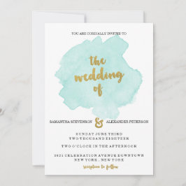  inbjudan till Guld och Teal Wedding
