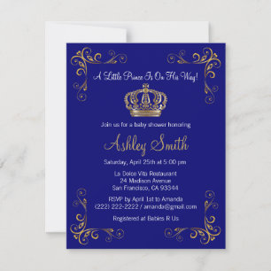 Inbjudan till guld Prince Baby Shower - Personlig