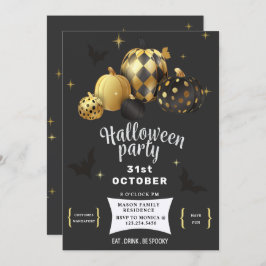 Inbjudan till guld Pumpkin Elegant Halloween fest