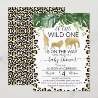 Inbjudan till guld Safari Leopard Skin Baby Shower