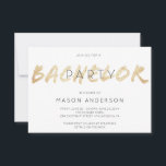 Inbjudan till Guld Script Bachelor Party Helg<br><div class="desc">Ta tag i killarna och packa dina väskor för det är dags för BACHELOR PARTY! Den här inbjudan till reklampartier innehåller ett manligt modernt typsnitt med lätthet att redigera detaljer och punkter på dagordningen. På så sätt vet alla var man ska gå - och när! Se hela vår Bachelor Party-samling...</div>