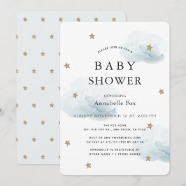 Inbjudan till guld Stars & Fluffy Clouds Baby Show
