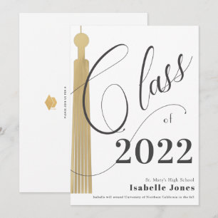 Inbjudan till Guld Tassel White Studenten