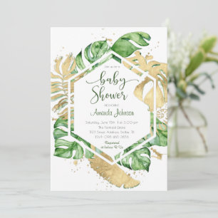 Inbjudan till Guld Tropical Baby Shower