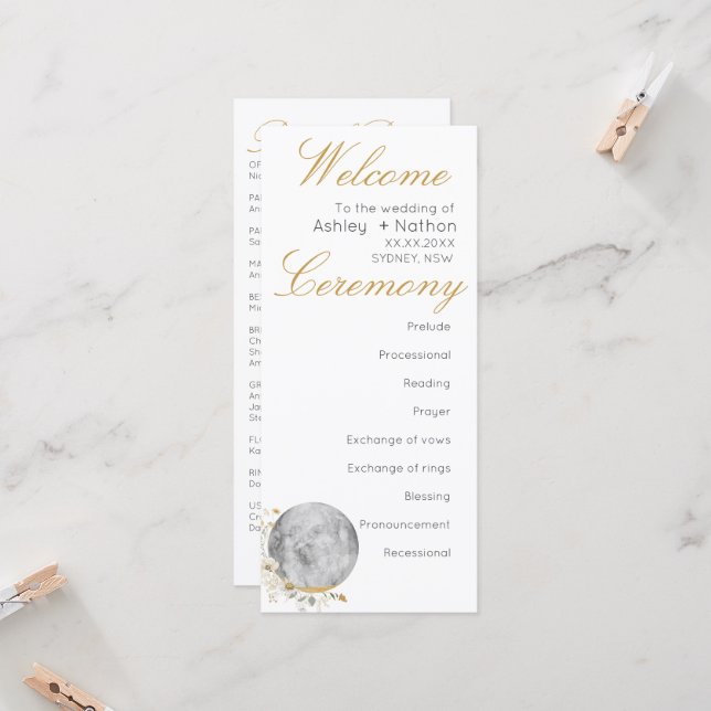 Inbjudan till Guld-vattenfärgen i Moon Wildblomma (Fram/Back In Situ)