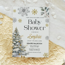 Inbjudan till Guld Winter Wonderland Baby Shower