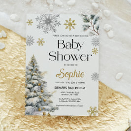 Inbjudan till Guld Winter Wonderland Baby Shower