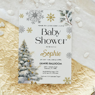 Inbjudan till Guld Winter Wonderland Baby Shower