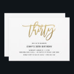 Inbjudan till guldfoil Effect 30års födelsedag<br><div class="desc">Den här inbjudan från 30års födelsedag innehåller en text om "trettio" för guld-folie som fångar upp öga. Observera att folie guld endast är en struktur, inte en riktig folie. Om du vill göra en mer avancerad anpassning av den här designen, t.ex. ändra layout, teckensnitt eller storlek text, klickar du på...</div>