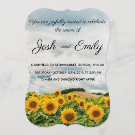 Inbjudan till Gult av solrosblommor Rustic Wedding