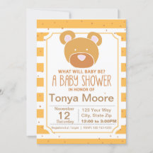 Inbjudan till gult Bear Baby Shower