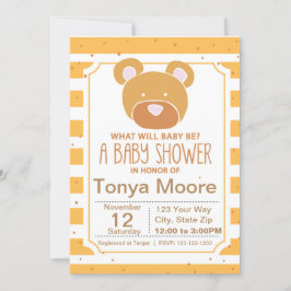 Inbjudan till gult Bear Baby Shower