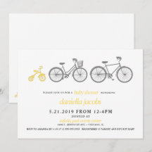 Inbjudan till gult Bicycle Baby Shower