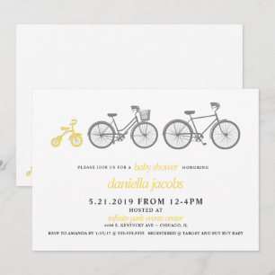 Inbjudan till gult Bicycle Baby Shower