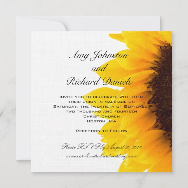 Inbjudan till Gult Black Sunblomma Wedding (Framsida)