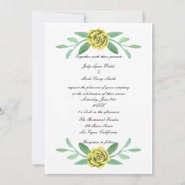 Inbjudan till gult Blommigt Greenery Foliage Weddi