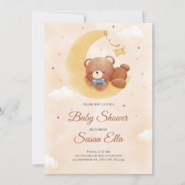 Inbjudan till gult Brown Cute Baby Bear Baby Showe