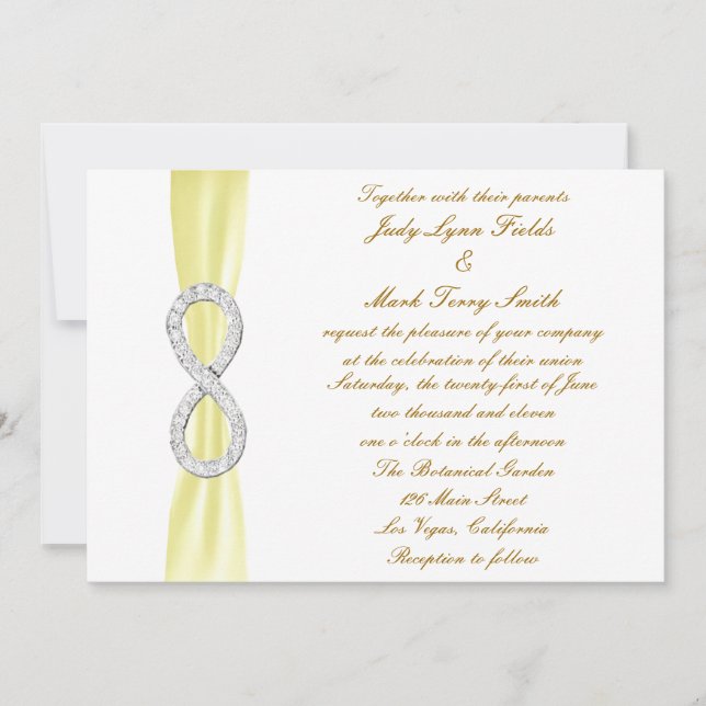 Inbjudan till gult Diamond Ofinity Wedding (Framsida)