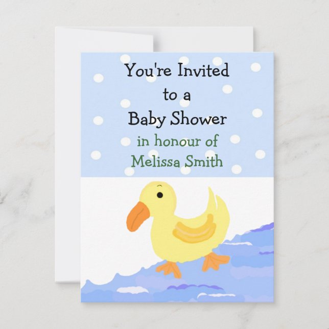 Inbjudan till gult Ducky Baby Shower (Framsida)