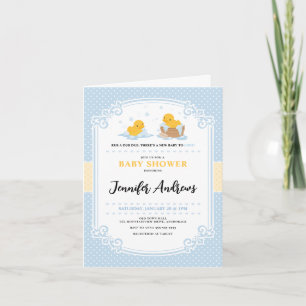 Inbjudan till gult Ducky Bath Folded Baby Shower