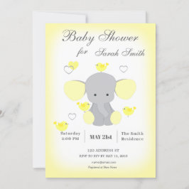 Inbjudan till gult Elephant Pojke Girl Shower