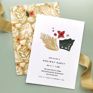 Inbjudan till gult Festive Botanical Julfest