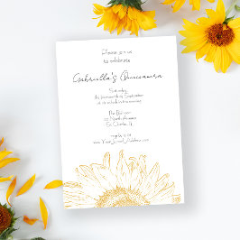 Inbjudan till gult Graphic-solros Quinceanera