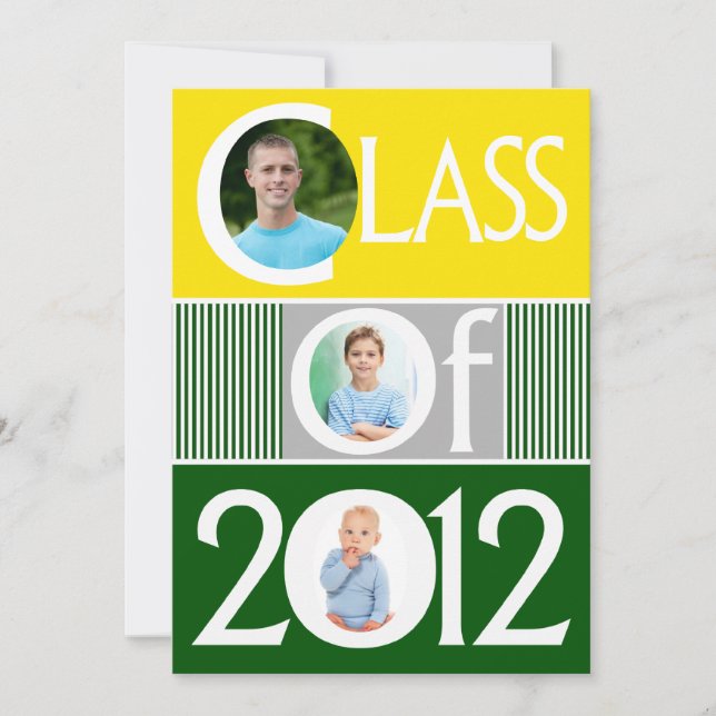 Inbjudan till gult Grönt med flera foto-Studenten (Framsida)