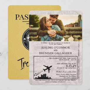 Inbjudan till gult Ireland Passport Wedding