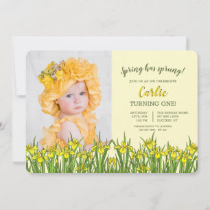 Inbjudan till gult Iris Photo Birthday