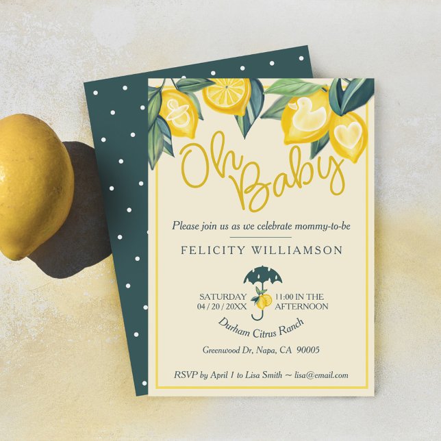 Inbjudan till gult Lemon-frukten Träd Baby Shower (Skapare uppladdad)