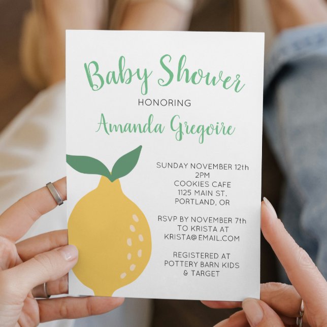 Inbjudan till gult Lemon och Löv Baby Shower (Skapare uppladdad)