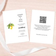 Inbjudan till gult Lemon QR-kodbröllop