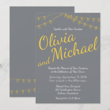 Inbjudan till gult och Grått-bröllop med Ljus