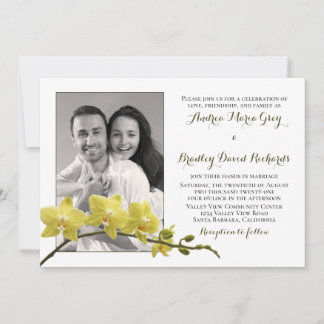 Inbjudan till gult Orchid Flower Photo Wedding