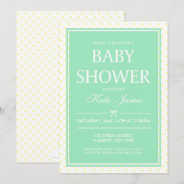 Inbjudan till gult Polka Dot & Mint Baby Shower