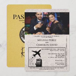 Inbjudan till gult Reno Passport Wedding