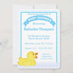 Inbjudan till gult Rubber Ducky Baby Shower