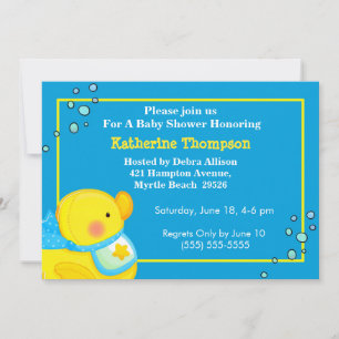 Inbjudan till gult Rubber Ducky Baby Shower