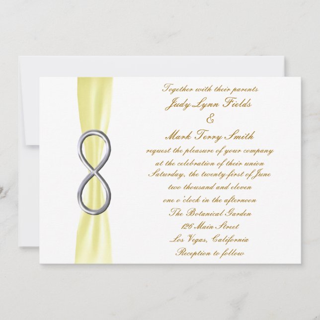 Inbjudan till gult Silver Ofinity Wedding (Framsida)