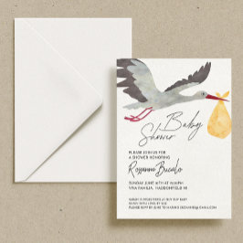 Inbjudan till gult Stork Baby Shower