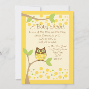 Inbjudan till gult Uggla Baby Shower